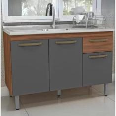 Balcão Gabinete 1,19 Dacheri Copa Sem Tampo Freijo / cinza