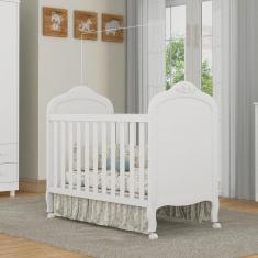 Berço Mini Cama 2 em 1 Americano em MDF Elô Móveis Peroba Branco Brilho