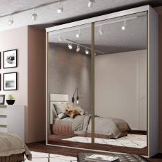 Guarda-Roupa Solteiro 2 Portas Espelhadas Luminum Branco