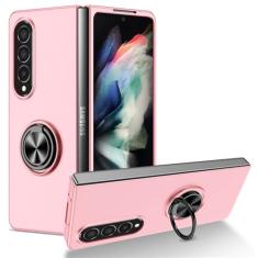 Para Samsung Galaxy Z Fold 5 4 Capa à prova de choque com armadura magnética com suporte e suporte traseiro Capa para Galaxy Z Fold 3 1 2 5G, rosa, para Galaxy Z Fold 3