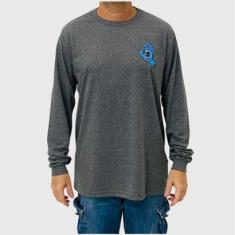 Camiseta Santa Cruz Manga Longa Screaming Hand Chumbo Mescla Masculina-Masculino