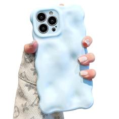 UEEBAI Capa Ripple para iPhone 13 Pro Max, linda capa prateada em forma de onda para iPhone, capa de telefone 3D bonita estética, capa de ondulação de água, design cromado 3D para mulheres e meninas,