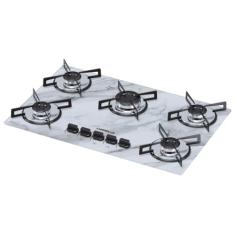 Cooktop 5 bocas Chamalux ultra chama Bivolt Trempe de Chapa Mármore Branco