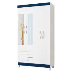 Guarda Roupa Âmbar Solteiro 4 Portas com Espelho Albatroz Moveis