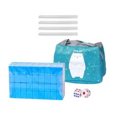 Deevoka Conjunto de mini mahjong para viagem com bolsa, jogo de tabuleiro de personagem chinês, 144 azulejos, portátil, conjunto de brinquedo mahjong chinês