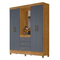 Guarda Roupa Solteiro Capelinha Com Espelho 204cm Caprese M07 Freijó-cinza