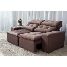 Sofá Retrátil e Reclinável 1,5m Suede Marrom - Veneza Estofados