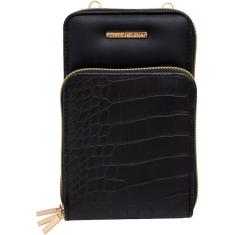 Bolsa Carteira Feminina Com Alça Textura Cor Preto