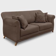 Sofá Living 2 Lugares 1,60m Vênus Veludo Marrom Pés Castanho - Pallazio