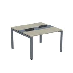 Mesa Plataforma Dupla Com Pé De Aço Para Coworking 120x120 Pdc12-12-2p Nogueira Casablanca-grafito