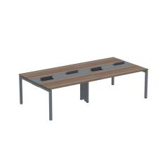 Mesa De Plataforma Dupla Para 4 Pessoas Corporativa 140x140-4p Pdc14-14-4p Walnut-grafito