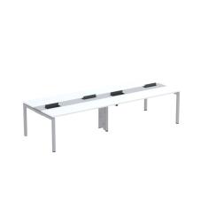 Mesa De Plataforma Dupla Para 4 Pessoas Corporativa 160x120-4p Pdc16-12-4p Branco-cinza