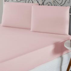 Jogo De Lençol Queen Malha 100% Algodão 3 Peças Cor Rosa