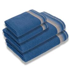 Jogo De Toalhas Luxury Soft Beka 360 G m² 2 Banho + 2 Rosto Luxo Azul