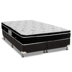Cama Box Queen: Colchão Molas Ortobom Nanolastic Physical Spring + Base CRC Suede Black(158x198)