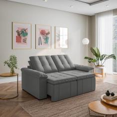 Sofá Retrátil Reclinável 3 Lugares 180cm Veludo com Molas Palmeira Cab