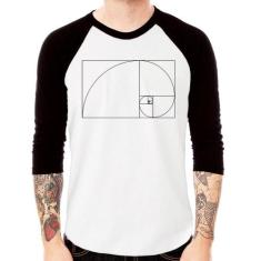 Camiseta Raglan Proporção Áurea Fibonacci Manga 3/4 - Foca na Moda, Br