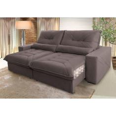Sofá Retrátil/Reclinável Sevilha 2,50m Suede Veludo Tabaco c/ Molas Ensacadas - King Kong