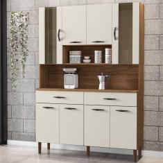 Armário de Cozinha 8 Portas 2 Gavetas Golden Kits Paraná Nogueira/Off White