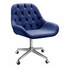 Poltrona Lua Capitonê Cadeira Giratória com Rodinhas Escritório Home Office