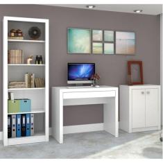 Escrivaninha 1 Gaveta 90cm com Estante Branco