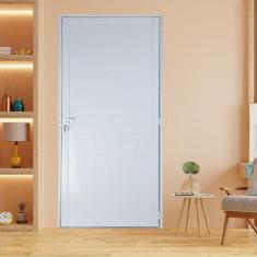 Porta Lambril de Alumínio 210 x 70cm com Maçaneta Linha 25 Lado Direito Esquadrias Bergame Branco