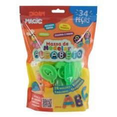 Massinha de modelar com moldes alfabeto | 34 peças | 300g