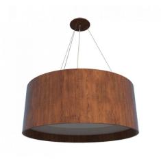 Lustre Pendente Redondo Cil ndrico 50x22cm Em Madeira Bivolt