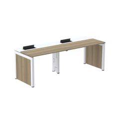 Mesa de Plataforma Simples para 2 Pessoas Corporativa 150x792/2p Pscpp150/792/2p Noce Naturalle/Branco