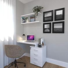 Escrivaninha Para Escritório e Home Office com 4 Gavetas Branco