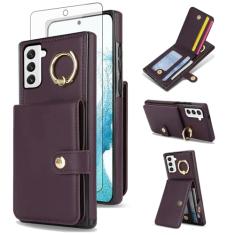 Asuwish Capa de celular para Samsung Galaxy S22 Plus S22+ 5G Capa carteira celular com anel protetor de tela de vidro temperado com bloqueio de RFID, compartimento para cartão de crédito S22+5G