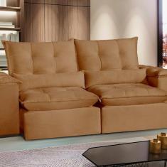 Sofá San Paulo Retrátil e Reclinável - Assento com Molas – 250 cm Veludo Marrom Terracota