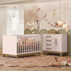 Quarto de Bebê Qencanto Slim com Cômoda 4355 e Berço Mini Cama 4315 Qm