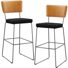 Kit 02 Banquetas Altas Sala De Jantar Fixa Allana L02 Sintético Whisky