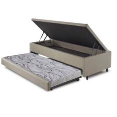 Bicama Box com Baú Solteiro 88x188 com Colchão Auxiliar Linho Bege - C