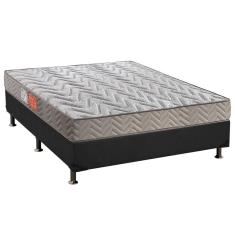 Cama Box Casal: Colchão Espuma Paropas D45 Pasquale Clean + Base crc Suede Gray(138x188)