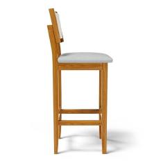 Kit Com 6 Banquetas Aline Madeira Maciça Assento Estofado Encosto De Telinha Linho Cinza 407