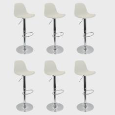Conjunto 6 Banquetas Joly Eames Base Giratória Branco