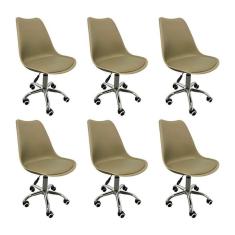 Kit 6 Cadeiras para Escritório Secretária Decorativa Eames Chicago  Cinza
