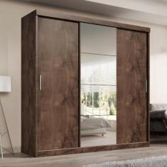 Guarda Roupa Casal Paris 3 portas de correr 2 gavetas com espelho - To