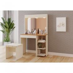 Penteadeira Camarim Eliza 1 Gaveta 150x92cm Off White / Canela