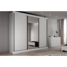 Guarda Roupas 3 Portas De Correr E 6 Gavetas C-1 Espelho Spazzio Plus Branco - Novo Horizonte
