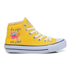 Tenis All Presente Para Namorada Feminino Moda Casual 855bo, Amarelo, 