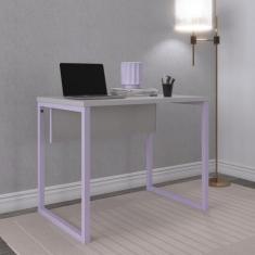 Escrivaninha Mesa Escritório Pe25 90cm Cinza E Lilás - Pandin Móveis