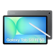 Tablet Samsung Galaxy Tab S10 FE 5G, Cinza, 128GB, 8GB RAM, Tela Imersiva de 10.9" 90Hz, Camera Traseira de 13MP, Câmera Frontal de 12MP Ultra Wide, Wifi 6, IP68, Android 15
