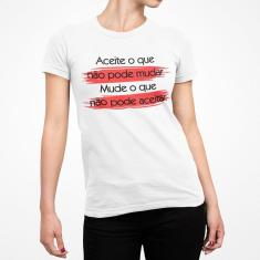 Camiseta ECF Feminina Aceite o que não pode mudar Manga Curta Branca Poliester