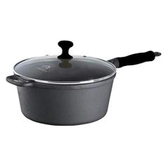 Caçarola Ferro Cabo Silicone Preto Tampa Vidro 3,2L 22cm