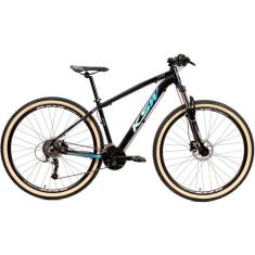  Bicicleta Aro 29 Ksw Xlt 24v K7 Câmbios Shimano Freio Hidráulico Garfo com Trava Pneu Faixa Bege - Preto\Azul