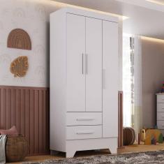 Guarda Roupa Infantil 3 Portas e 2 Gavetas Tic Tac Branco