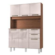 Armário de Cozinha Completa Compacta 6 Portas 2 Gavetas 1,20m Pop Nature/Off White Zanzini